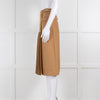 Burberry Camel Wool Mix Pleated Kilt Style Skirt