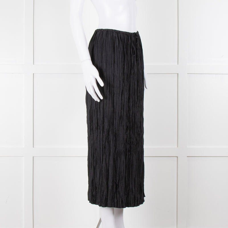 Ulla Johnson Black Crinkled Midi Skirt