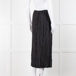 Ulla Johnson Black Crinkled Midi Skirt