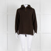 Soeur Chocolate Brown Rib Knit Zip Neck Jumper