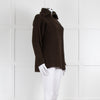 Soeur Chocolate Brown Rib Knit Zip Neck Jumper