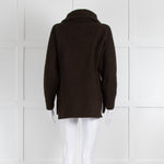 Soeur Chocolate Brown Rib Knit Zip Neck Jumper