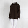 Soeur Chocolate Brown Rib Knit Zip Neck Jumper