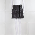 Sarah Pacini Black Cotton Linen Satin Look Mini Skirt