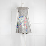 Prada Grey White Dots Floral Sleeveless Silk Dress