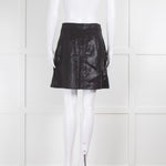 Sarah Pacini Black Cotton Linen Satin Look Mini Skirt