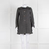 Sandro Grey Fleck Tweed Coat With Leather Shoulders