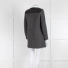 Sandro Grey Fleck Tweed Coat With Leather Shoulders