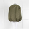 Vivi Mari Khaki Collarless Jacket with Reversible Leopard Fleece Lining