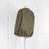 Vivi Mari Khaki Collarless Jacket with Reversible Leopard Fleece Lining