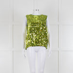 No.21 Green Sequin Draw String Hem Sleeveless Top