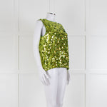 No.21 Green Sequin Draw String Hem Sleeveless Top