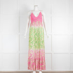 Miss June Pink Green Crochet Top Sundress