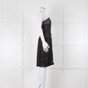 Lanvin Black Grey Lurex Silver Swan Clasp Strapless Dress