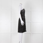 Lanvin Black Grey Lurex Silver Swan Clasp Strapless Dress