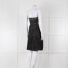 Lanvin Black Grey Lurex Silver Swan Clasp Strapless Dress