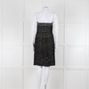 Lanvin Black Grey Lurex Silver Swan Clasp Strapless Dress