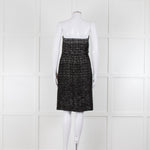 Lanvin Black Grey Lurex Silver Swan Clasp Strapless Dress