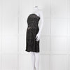 Lanvin Black Grey Lurex Silver Swan Clasp Strapless Dress