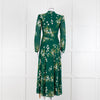 Reformation Green Floral Castalia Long Sleeve Midi Dress