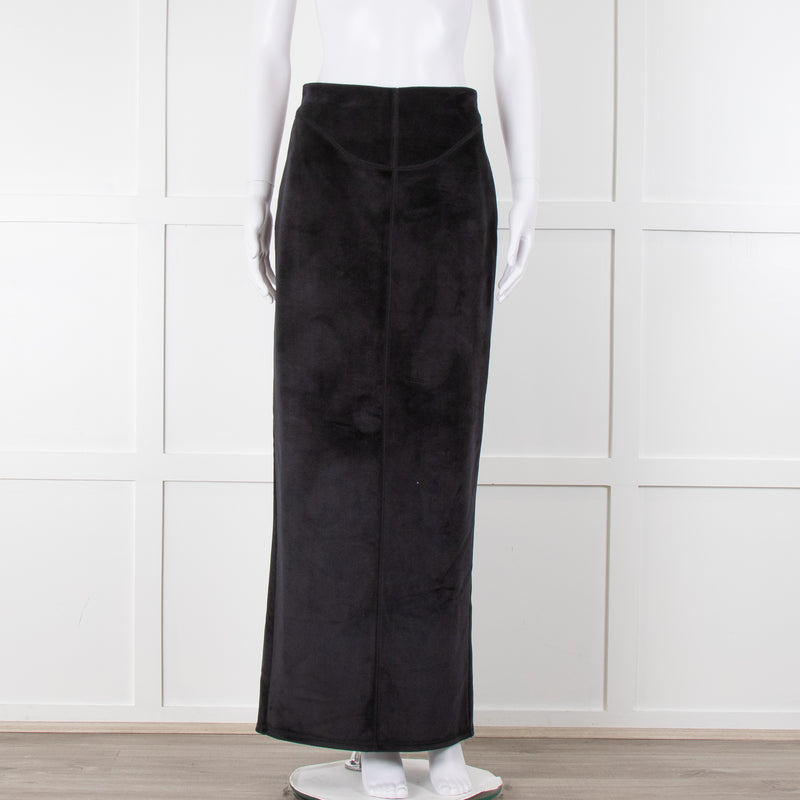 Alexander Wang T Black Velour Fitted Maxi Skirt