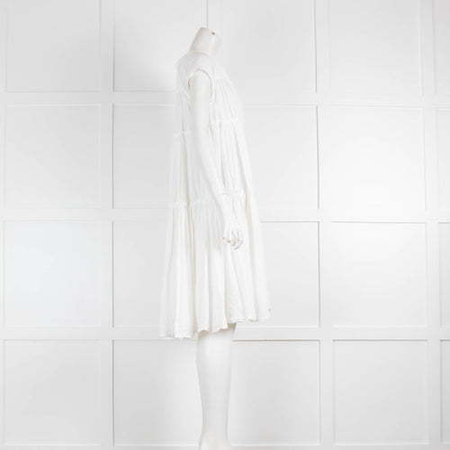 Rabens Saloner White Cotton Tiered Dress