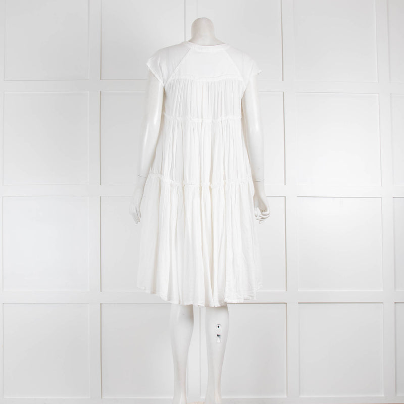 Rabens Saloner White Cotton Tiered Dress