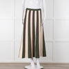 Victoria Beckham Khaki Green Cream Pink Stripe Knitted Maxi Skirt