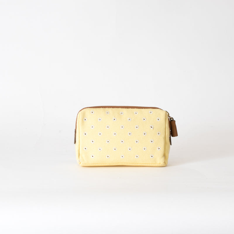 Anya Hindmarch Yellow Canvas Broderie Anglaise Pouch