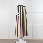 Victoria Beckham Khaki Green Cream Pink Stripe Knitted Maxi Skirt