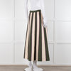 Victoria Beckham Khaki Green Cream Pink Stripe Knitted Maxi Skirt