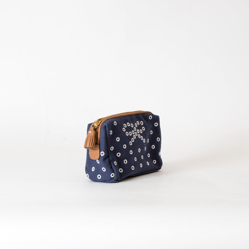 Anya Hindmarch Navy Canvas Broderie Anglaise Pouch