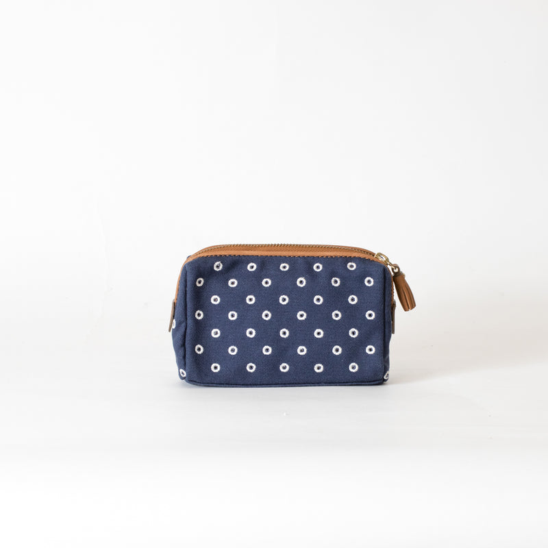 Anya Hindmarch Navy Canvas Broderie Anglaise Pouch