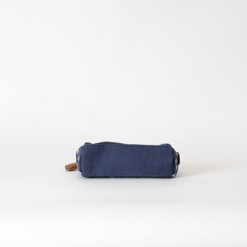 Anya Hindmarch Navy Canvas Broderie Anglaise Pouch