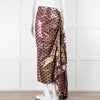 Dries Van Noten Purple Gold Silk Wrap Maxi Skirt