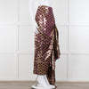 Dries Van Noten Purple Gold Silk Wrap Maxi Skirt