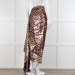 Dries Van Noten Purple Gold Silk Wrap Maxi Skirt