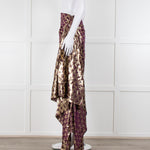 Dries Van Noten Purple Gold Silk Wrap Maxi Skirt