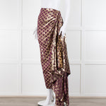 Dries Van Noten Purple Gold Silk Wrap Maxi Skirt