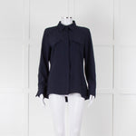 Marella Dark Blue Tailored Shirt with Chest Pocket