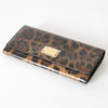 Dolce & Gabbana Brown Animal Print Patent Foldover Wallet