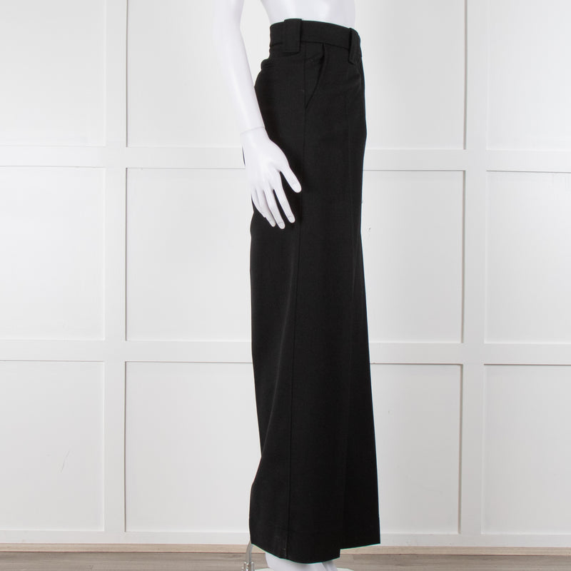 Ganni Black Twill Wide Leg Trousers