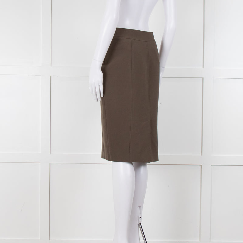 Burberry Khaki Pencil Skirt with Patch Pockets