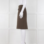 Burberry Khaki Pencil Skirt with Patch Pockets