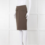 Burberry Khaki Pencil Skirt with Patch Pockets