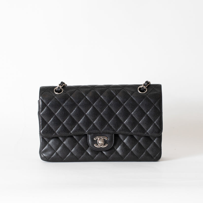 Chanel Medium Black Caviar Leather with Silver Hardware