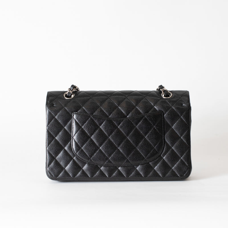 Chanel Medium Black Caviar Leather with Silver Hardware