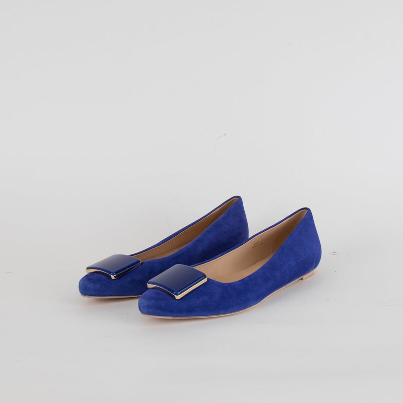 Tods Blue Suede Ballet Flats