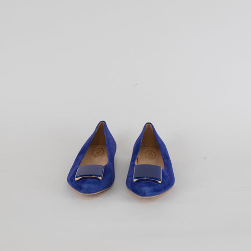 Tods Blue Suede Ballet Flats