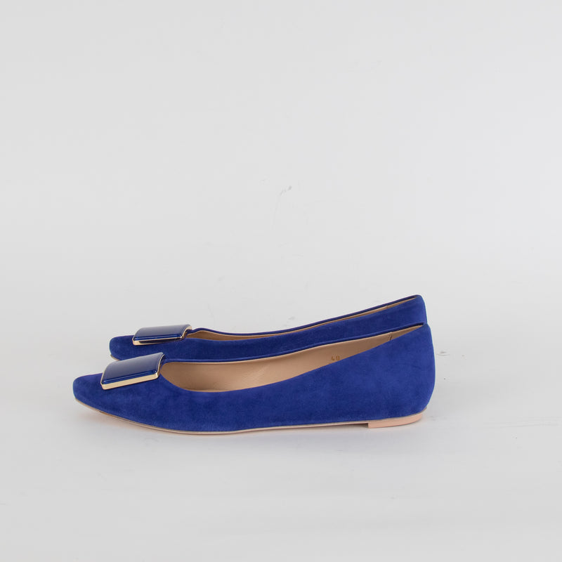 Tods Blue Suede Ballet Flats